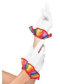 Smiffys Gants de clown blancs avec ourlet arc-en-ciel