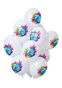 Folat 75e anniversaire 12 ballons en latex Color Splash