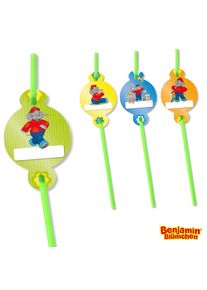 8 Benjamin Blümchen sugerør med navneskilte