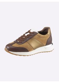 Heine Dames Sneaker in bruin/camel ,maat 41, Witt, 100% Runderleer