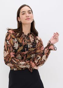 bonprix Tunika koszulowa z miękkiej siateczki, czarny, 44/46