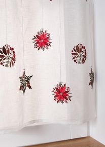 bonprix Perdeluță scurtă cu broderie de Crăciun, alb, Î/Lă: 30/85 cm