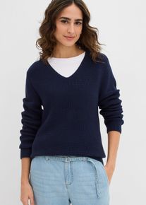 bonprix Dámska Jemne pletený pulóver z čistej bio bavlny, modrá, 44/46