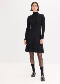 bonprix Strickkleid mit Rollkragen, schwarz