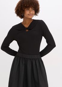 bonprix Bluzka z prążkowanej tkaniny, czarny, 40/42