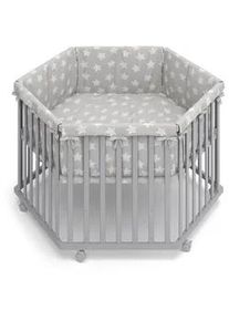 Vitalispa Laufgitter Estrella Grau 128 x 110 cm 6 Ecken , Holz , Rechteckig , 128x70x110 cm , Babymöbel, Laufstall Baby
