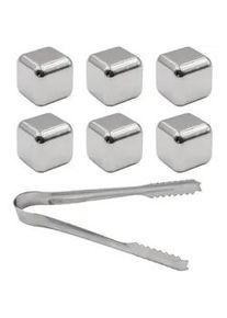 Intirilife Whiskey Steine Eiswürfel (6 Stück) , Silberfarben , Metall , 2.5x2.5x2.5 cm , Essen & Trinken, Barausstattung