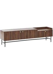 Beliani Tv-Möbel Dunkler Holzfarbton/Schwarz Lismore , Dunkelbraun, Schwarz , Holzwerkstoff , 180x50x40 cm , Wohnzimmer, TV Möbel, Lowboards, Lowboards stehend