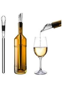 Intirilife Weinkühlstab Flaschenkühler mit Ausgießer , Silberfarben , Metall , 3.8 cm , Essen & Trinken, Barausstattung