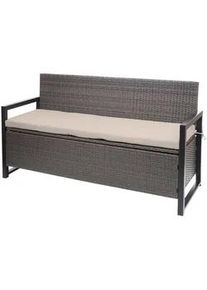 MCW Poly-Rattan 3ER Sitzbank Grau, Beige , Kunststoff , 164x87x57 cm , Gartenmöbel, Gartenbänke