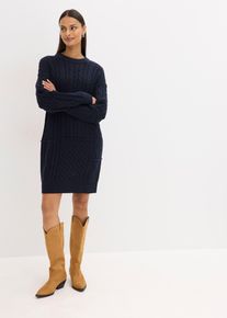 bonprix Sukienka dzianinowa w warkocze, niebieski, 40/42