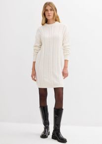 bonprix Sukienka dzianinowa z czystej bawełny, biały, 52/54
