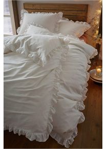 bonprix Pościel z falbanami, biały, 2x 80/80 cm, 2x 135/200 cm