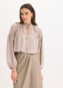 bonprix Tunika ze szczypankami z połyskującej satyny, szary, 36