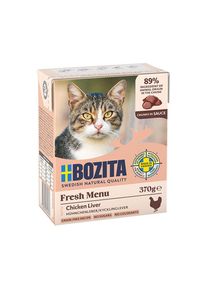 Bozita natvoer kat, volwassen, stukjes in saus Kippenlever 6x370 g