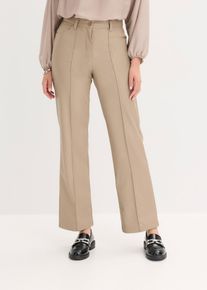 Pantaloni in similpelle con piega straight leg, Marrone, Taglia 44, bonprix
