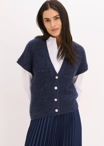 Gilet in maglia con bottoni decorativi e percentuale di lana, Blu, Taglia 50/52 (L), bonprix