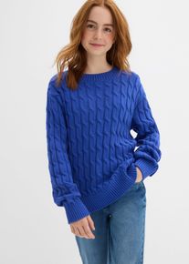 Maglione a trecce in puro cotone biologico riciclabile, Blu, Taglia 164/170, bonprix