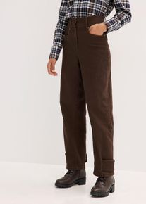 Pantaloni in twill a vita alta, Marrone, Taglia 42, bonprix