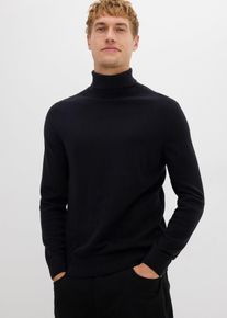 Maglione a collo alto in filato fine con lana merino slim fit, Nero, Taglia 48/50 (M), bonprix
