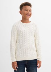 Maglione in filato grosso di puro cotone, Bianco, Taglia 128/134, bonprix