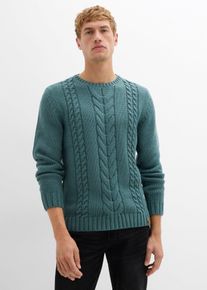 Maglione in filato grosso a trecce, Verde, Taglia 48/50 (M), bonprix