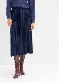 Gonna plissettata in satin fine, Blu, Taglia 46, bonprix
