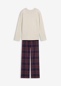 Pigiama con pantaloni in flanella di cotone morbido, Bianco, Taglia 152/158, bonprix