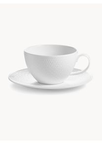 Wedgwood Filiżanka ze spodkiem z porcelany kostnej Gio Biały Ø 9 x W 7 cm