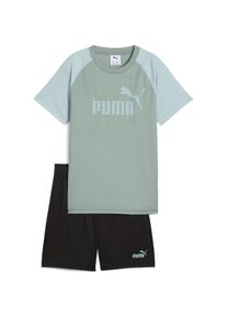 Puma, Jungen, Sportshirt, ESS No.1 Logo Poly Tee and Shorts Set B (152), Grün, 152