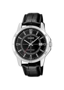 Casio, Armbanduhr, Orologio al Quarzo Cinturino in Pelle Analogico Standard Quadrante Nero, Schwarz