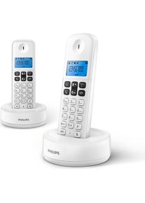 Philips Wireless Landline Telephone D1612w Duo White, Telefon, Weiss