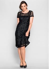 sheego Damen Cocktailkleid mit Zierborten in schwarz ,Gr&ouml;&szlig;e 46, Witt, 100% Polyamid