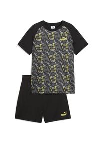 Puma, Jungen, Sportshirt, TAD ESS Poly AOP Tee and Shorts Set B (140), Schwarz, 140