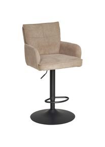 Mid.you Barhocker , Grau, Schwarz , Metall, Textil , rund , 57x100-121x57 cm , Sitzfläche 360° drehbar , Esszimmer, Stühle, Hocker