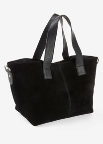 Sac à main en cuir - noir - taille 23x40 cm - Cuir velours - bonprix