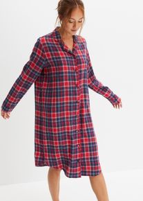 Chemise de nuit tiss&eacute;e en flanelle avec patte de boutonnage - bleu - taille 46/48 (L) - flanelle - bonprix