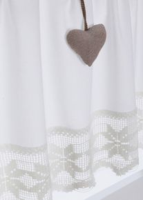 Brise-bise avec c&oelig;urs en coton - blanc - taille 45x90 cm - 100% coton - bonprix