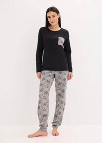 Pyjama 100% coton - noir - taille 46/48 (L) - 100% coton - bonprix