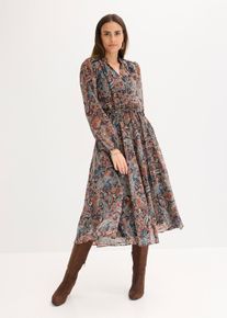 Robe en mousseline &agrave; imprim&eacute; paisley - noir - taille 52 - bonprix