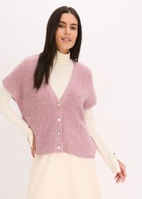 Gilet sans manches en laine m&eacute;lang&eacute;e avec boutons d&eacute;coratifs - rose - taille 38/40 (S) - bonprix