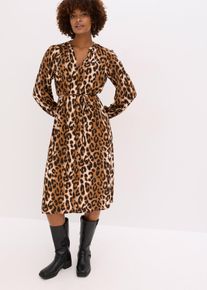 Robe midi en satin fluide - marron - taille 38 - satin - bonprix