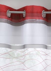 Voilage transparent &agrave; imprim&eacute; rayures horizontales (1 pce) - rouge - taille 145x144 cm - bonprix