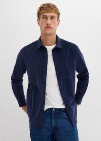 Chemise douce en velours de coton côtelé extensible - bleu - taille 43/44 (XL) - Velours côtelé - bonprix