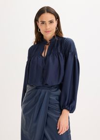 Tunique en satin brillant avec plis religieuse - bleu - taille 42 - satin - bonprix