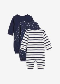 Lot de 3 combinaisons 100% coton - bleu - taille 68/74 - 100% coton - bonprix