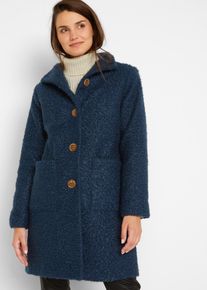 Manteau en bouclé avec poches - bleu - taille 38 - bonprix