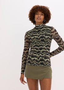 T-shirt manches longues en mesh doux - vert - taille 38/40 (S) - bonprix