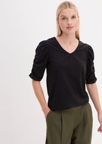 T-shirt à manches bouffantes - noir - taille 58/60 (3XL) avec coton - bonprix