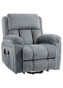 HOMCOM Poltrona Alzapersona in Finta Pelle a 8 Punti Grigia